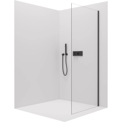 CERANO - Boční stěna Santoro L/P - černá matná, transparentní sklo - 90x195  (CER-429724)
