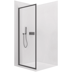CERANO - Boční stěna Versaro L/P - 6 mm - černá matná, transparentní sklo - 100x195  - jednodílná pevná (CER-8050BD80276)