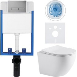 CERANO - Kompletní podomítkový WC set Lite/Cesso - bílá matná - WC tlačítko Slim, tmavě šedá - k zazdění - 49x36  (CER-448582)