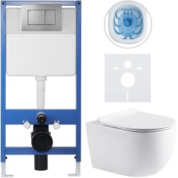 CERANO - Kompletní podomítkový WC set Lite/Felci - bílá lesklá - WC tlačítko Classic, tmavě šedá - předstěnová instalace/sádrokarton - 52,5x36  (CER-331320)