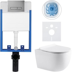 CERANO - Kompletní podomítkový WC set Lite/Felci - bílá lesklá - WC tlačítko Slim, tmavě šedá - k zazdění - 52,5x36  (CER-351617)