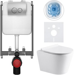 CERANO - Kompletní WC set Basic/Carlito - bílá lesklá - WC tlačítko Dualo/Stříbrná - pro zazdění - 48,5x36,5  (CER-8050BD86026)