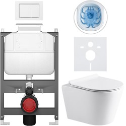 CERANO - Kompletní WC set Basic/Carlito - bílá lesklá - WC tlačítko Maxio/Bílá - ovládání shora - předstěnová instalace - 48,5x36,5  (CER-8050BD86030)