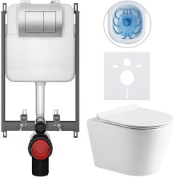CERANO - Kompletní WC set Basic/Carlito - bílá lesklá - WC tlačítko Maxio/Stříbrná - pro zazdění - 48,5x36,5  (CER-8050BD86041)
