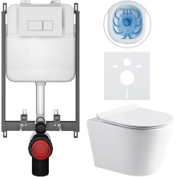 CERANO - Kompletní WC set Basic/Carlito - bílá lesklá - WC tlačítko Modulo/Bílá - pro zazdění - 48,5x36,5  (CER-8050BD86046)