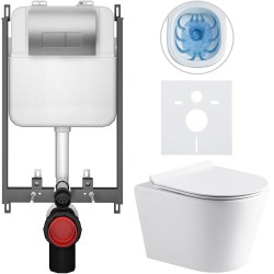 CERANO - Kompletní WC set Basic/Carlito - bílá lesklá - WC tlačítko Modulo/Stříbrná - pro zazdění - 48,5x36,5  (CER-8050BD86056)