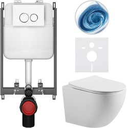 CERANO - Kompletní WC set Basic/Cesso - bílá lesklá - WC tlačítko Dualo/Bílá - pro zazdění - 49x36  (CER-8050BD85971)