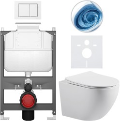 CERANO - Kompletní WC set Basic/Cesso - bílá lesklá - WC tlačítko Maxio/Bílá - ovládání shora - předstěnová instalace - 49x36  (CER-8050BD85985)
