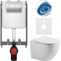 CERANO - Kompletní WC set Basic/Cesso - bílá lesklá - WC tlačítko Maxio/Stříbrná - pro zazdění - 49x36  (CER-8050BD85996)