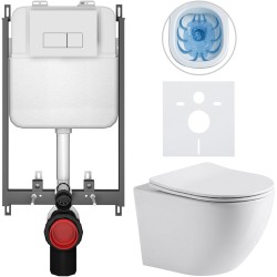CERANO - Kompletní WC set Basic/Cesso - bílá lesklá - WC tlačítko Modulo/Bílá - pro zazdění - 49x36  (CER-8050BD85956)