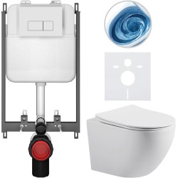 CERANO - Kompletní WC set Basic/Cesso - bílá lesklá - WC tlačítko Modulo/Bílá - pro zazdění - 49x36  (CER-8050BD86001)