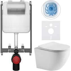 CERANO - Kompletní WC set Basic/Cesso - bílá lesklá - WC tlačítko Modulo/Stříbrná - pro zazdění - 49x36  (CER-8050BD85966)