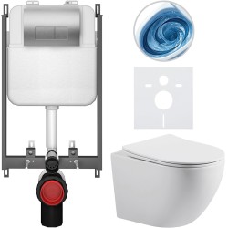 CERANO - Kompletní WC set Basic/Cesso - bílá lesklá - WC tlačítko Modulo/Stříbrná - pro zazdění - 49x36  (CER-8050BD86011)