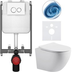 CERANO - Kompletní WC set Basic/Cesso - bílá matná - WC tlačítko Dualo/Bílá - pro zazdění - 49x36  (CER-8050BD86151)