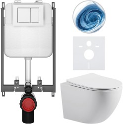 CERANO - Kompletní WC set Basic/Cesso - bílá matná - WC tlačítko Maxio/Bílá - pro zazdění - 49x36  (CER-8050BD86166)