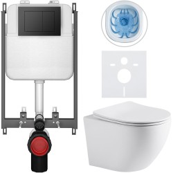 CERANO - Kompletní WC set Basic/Cesso - bílá matná - WC tlačítko Maxio/Černá - pro zazdění - 49x36  (CER-8050BD86261)