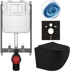 CERANO - Kompletní WC set Basic/Cesso - černá matná - WC tlačítko Maxio/Bílá - pro zazdění - 49x36  (CER-8050BD86211)