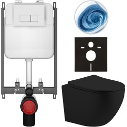 CERANO - Kompletní WC set Basic/Cesso - černá matná - WC tlačítko Modulo/Bílá - pro zazdění - 49x36  (CER-8050BD86226)