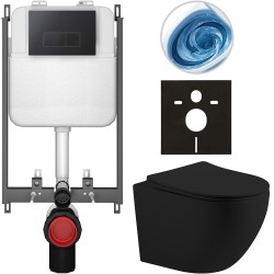 CERANO - Kompletní WC set Basic/Cesso - černá matná - WC tlačítko Modulo/Černá - pro zazdění - 49x36  (CER-8050BD86231)