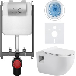 CERANO - Kompletní WC set Basic/Dure - bílá lesklá - WC tlačítko Dualo/Stříbrná - pro zazdění - 51x35  (CER-8050BD85904)