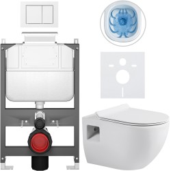 CERANO - Kompletní WC set Basic/Dure - bílá lesklá - WC tlačítko Maxio/Bílá - ovládání shora - předstěnová instalace - 51x35  (CER-8050BD85881)