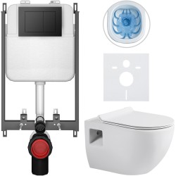 CERANO - Kompletní WC set Basic/Dure - bílá lesklá - WC tlačítko Maxio/Černá - pro zazdění - 51x35  (CER-8050BD85902)