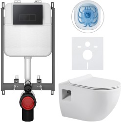 CERANO - Kompletní WC set Basic/Dure - bílá lesklá - WC tlačítko Modulo/Černá - pro zazdění - 51x35  (CER-8050BD85903)