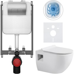 CERANO - Kompletní WC set Basic/Dure - bílá lesklá - WC tlačítko Modulo/Stříbrná - pro zazdění - 51x35  (CER-8050BD85906)