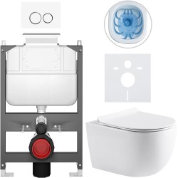 CERANO - Kompletní WC set Basic/Felci - bílá lesklá - WC tlačítko Dualo/Bílá - ovládání shora - předstěnová instalace - 53x37  (CER-8050BD86060)