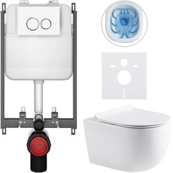 CERANO - Kompletní WC set Basic/Felci - bílá lesklá - WC tlačítko Dualo/Bílá - pro zazdění - 53x37  (CER-8050BD86061)