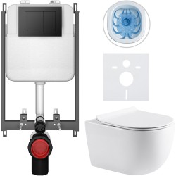 CERANO - Kompletní WC set Basic/Felci - bílá lesklá - WC tlačítko Maxio/Černá - pro zazdění - 53x37  (CER-8050BD86081)