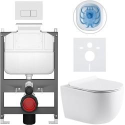 CERANO - Kompletní WC set Basic/Felci - bílá lesklá - WC tlačítko Modulo/Bílá - ovládání shora - předstěnová instalace - 53x37  (CER-8050BD86090)