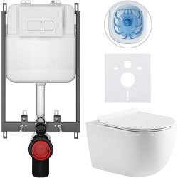 CERANO - Kompletní WC set Basic/Felci - bílá lesklá - WC tlačítko Modulo/Bílá - pro zazdění - 53x37  (CER-8050BD86091)