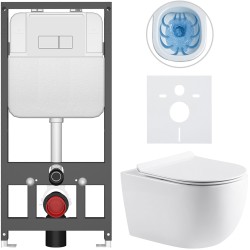 CERANO - Kompletní WC set Basic/Felci - bílá lesklá - WC tlačítko Modulo/Bílá - závěsné - předstěnová instalace - 53x37  (CER-8050BD86093)