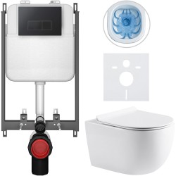 CERANO - Kompletní WC set Basic/Felci - bílá lesklá - WC tlačítko Modulo/Černá - pro zazdění - 53x37  (CER-8050BD86096)