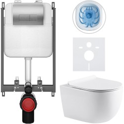 CERANO - Kompletní WC set Basic/Felci - bílá lesklá - WC tlačítko Modulo/Stříbrná - pro zazdění - 53x37  (CER-8050BD86101)