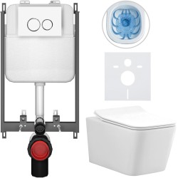 CERANO - Kompletní WC set Basic/Forte - bílá lesklá - WC tlačítko Dualo/Bílá - pro zazdění - 51x36  (CER-8050BD86106)