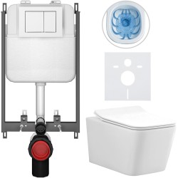 CERANO - Kompletní WC set Basic/Forte - bílá lesklá - WC tlačítko Maxio/Bílá - pro zazdění - 51x36  (CER-8050BD86121)
