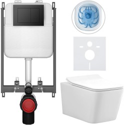 CERANO - Kompletní WC set Basic/Forte - bílá lesklá - WC tlačítko Maxio/Černá - pro zazdění - 51x36  (CER-8050BD86126)