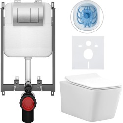 CERANO - Kompletní WC set Basic/Forte - bílá lesklá - WC tlačítko Maxio/Stříbrná - pro zazdění - 51x36  (CER-8050BD86131)