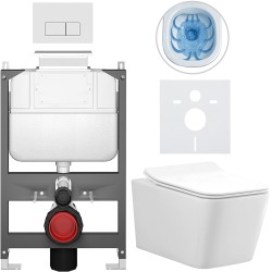 CERANO - Kompletní WC set Basic/Forte - bílá lesklá - WC tlačítko Modulo/Bílá - ovládání shora - předstěnová instalace - 51x36  (CER-8050BD86135)