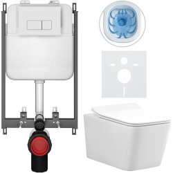 CERANO - Kompletní WC set Basic/Forte - bílá lesklá - WC tlačítko Modulo/Bílá - pro zazdění - 51x36  (CER-8050BD86136)