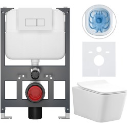 CERANO - Kompletní WC set Basic/Forte - bílá lesklá - WC tlačítko Modulo/Bílá - závěsné - nízký modul - předstěnová instalace - 51x36  (CER-8050BD86139)