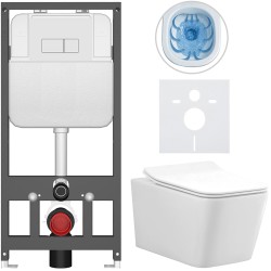 CERANO - Kompletní WC set Basic/Forte - bílá lesklá - WC tlačítko Modulo/Bílá - závěsné - předstěnová instalace - 51x36  (CER-8050BD86138)