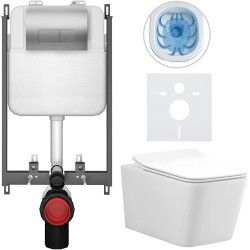 CERANO - Kompletní WC set Basic/Forte - bílá lesklá - WC tlačítko Modulo/Stříbrná - pro zazdění - 51x36  (CER-8050BD86146)