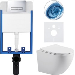 CERANO - Kompletní WC set Profi/Cesso - bílá lesklá - WC tlačítko Slim/Chrom - pro zazdění - 49x36  (CER-8050BD88)
