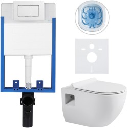 CERANO - Kompletní WC set Profi/Dure - bílá lesklá - WC tlačítko Classic/Bílá - pro zazdění - 51x35  (CER-665299)