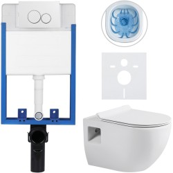 CERANO - Kompletní WC set Profi/Dure - bílá lesklá - WC tlačítko Duo/Bílá - pro zazdění - 51x35  (CER-8050BD84278)
