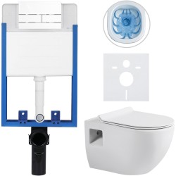 CERANO - Kompletní WC set Profi/Dure - bílá lesklá - WC tlačítko Line/Bílá - pro zazdění - 51x35  (CER-8050BD84286)