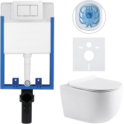 CERANO - Kompletní WC set Profi/Felci - bílá lesklá - WC tlačítko Classic/Bílá - pro zazdění - 52,5x36  (CER-8050BD65)